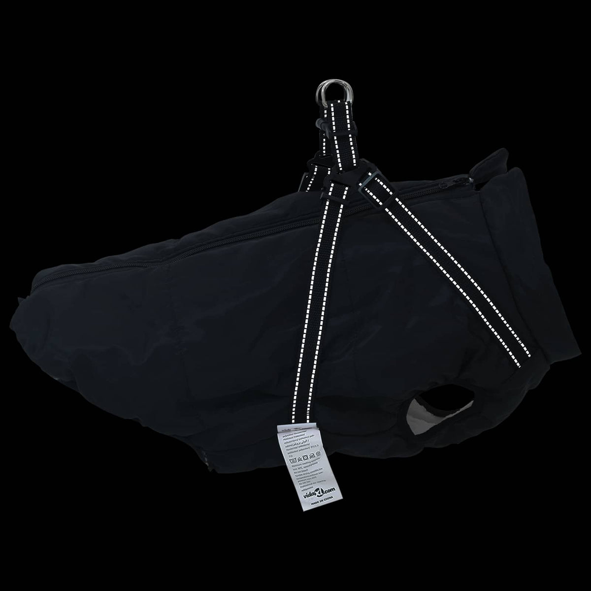 Dog Coat Black L44 Fleece and Polyester