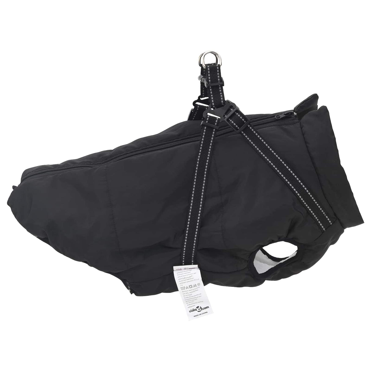 Dog Coat Black L44 Fleece and Polyester