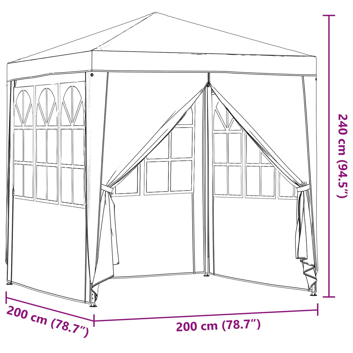 Party Tent Light Grey 200 x 200 x 240 cm PE and Steel