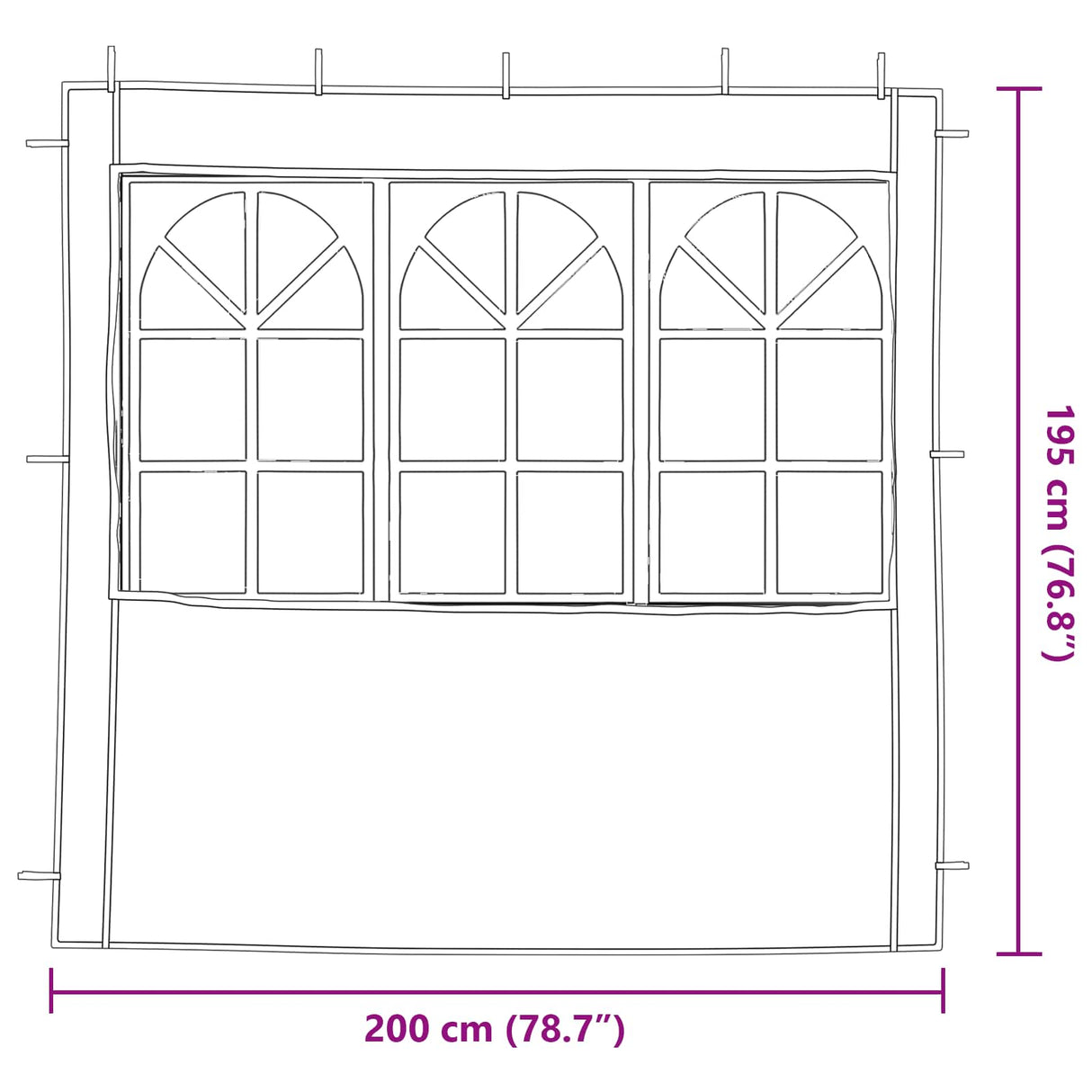 Party Tent Sidewall 2 pcs 200 x 195 cm White PE and Steel