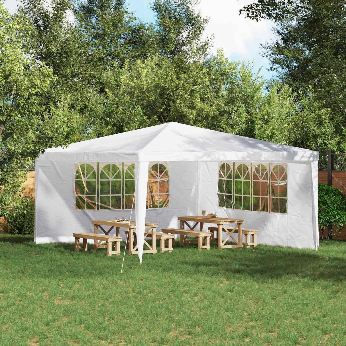 Party Tent Sidewall 2 pcs 400 x 195 cm White PE and Steel