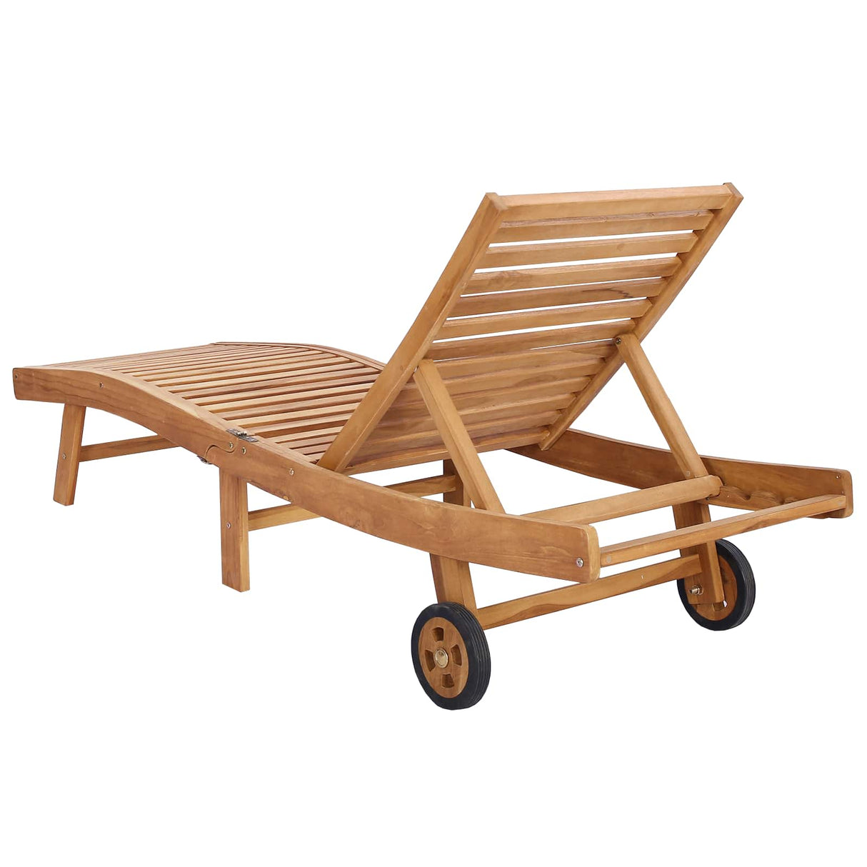 Sun Lounger Solid Teak Wood Brown