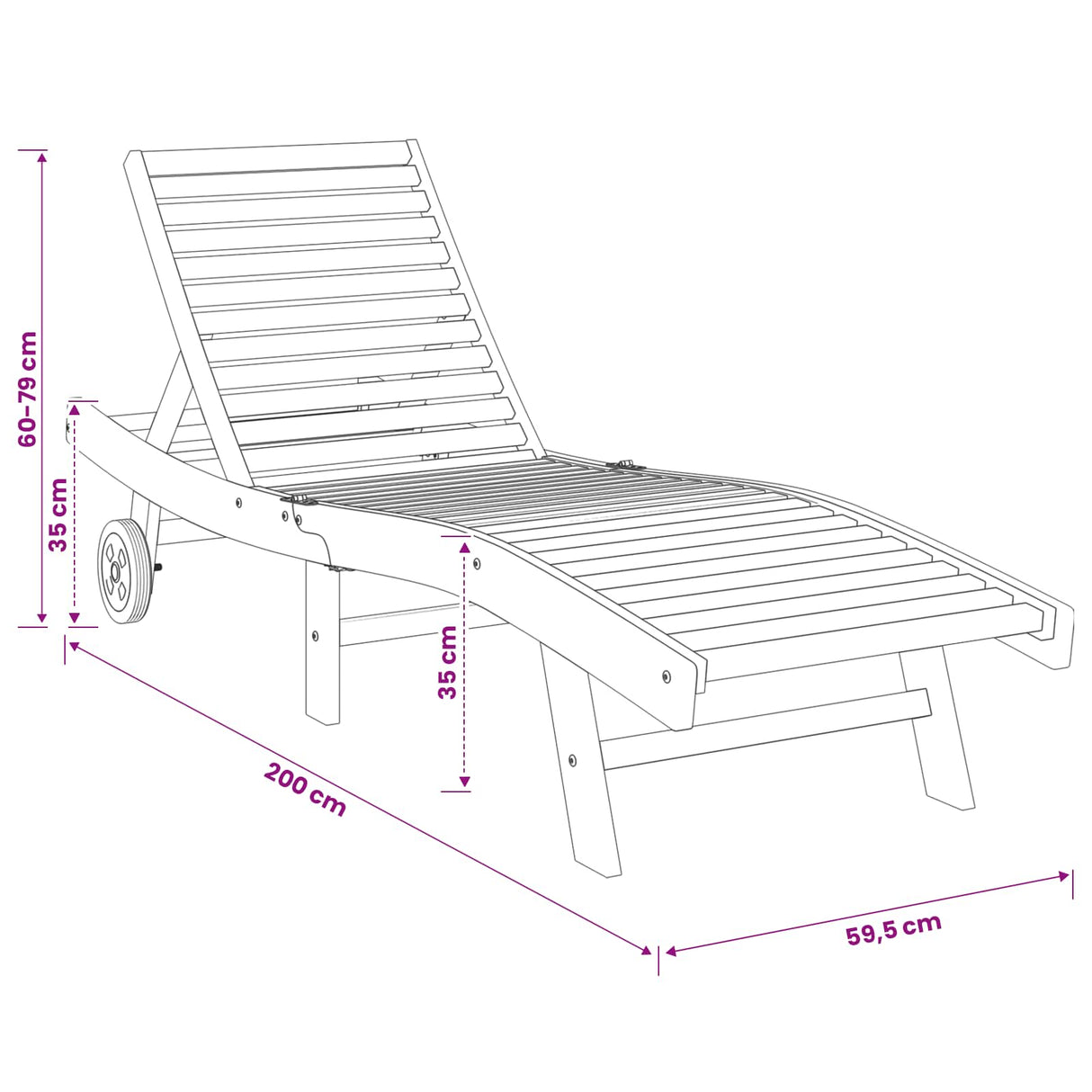 Sun Lounger Solid Teak Wood Brown