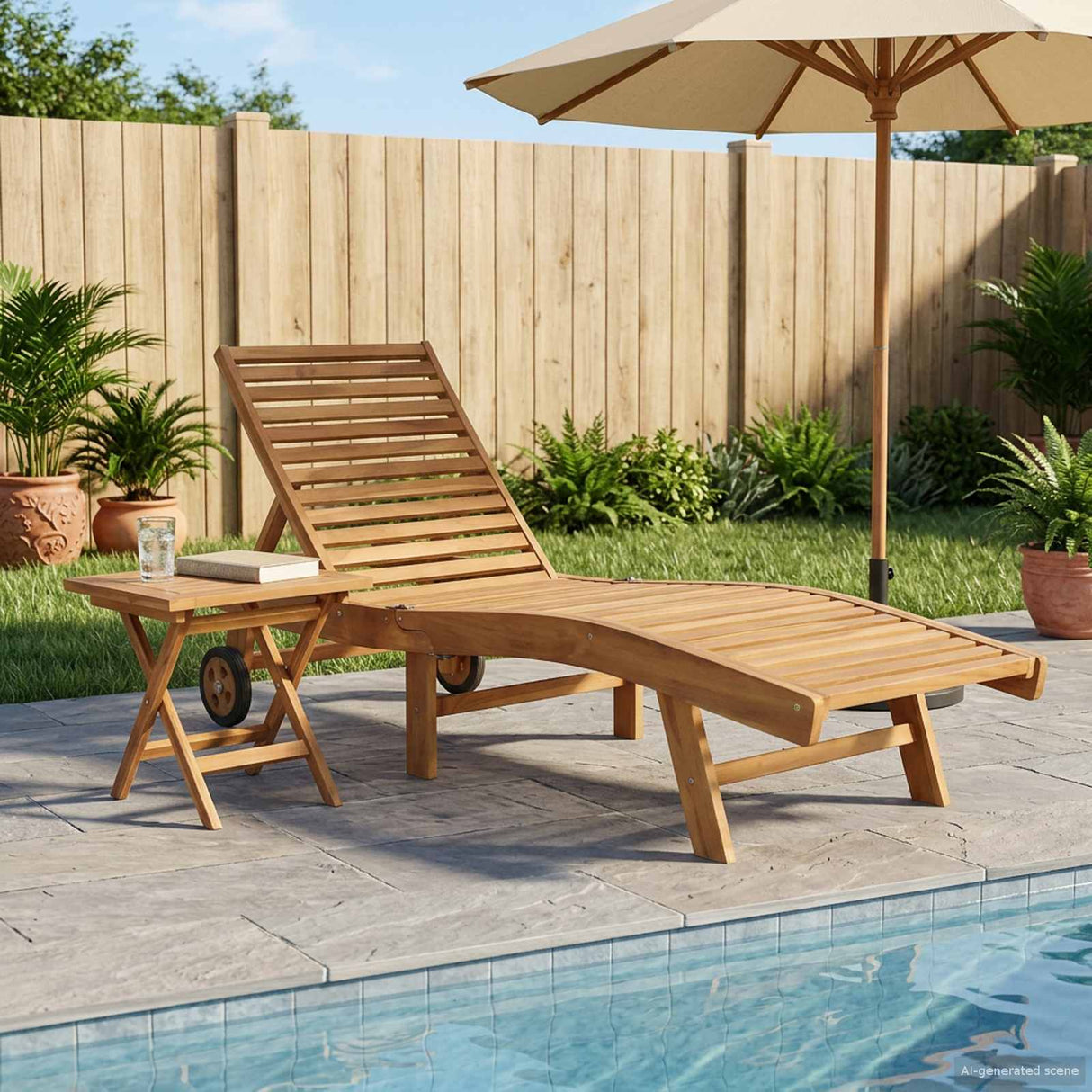 Sun Lounger 2 pcs Solid Teak Wood Brown