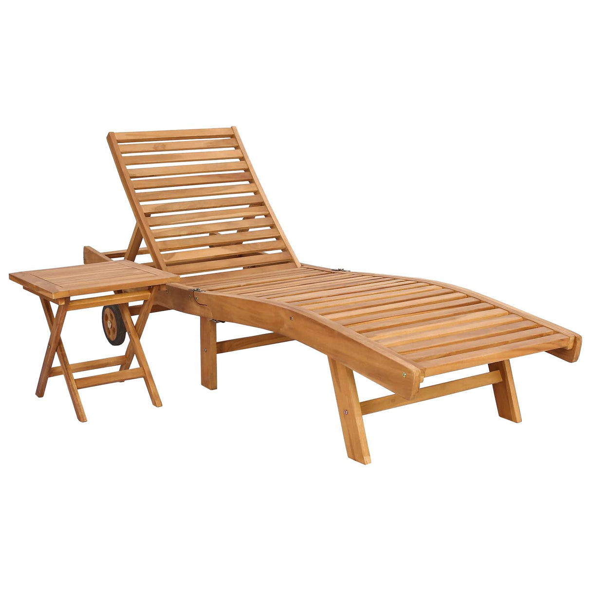 Sun Lounger 2 pcs Solid Teak Wood Brown