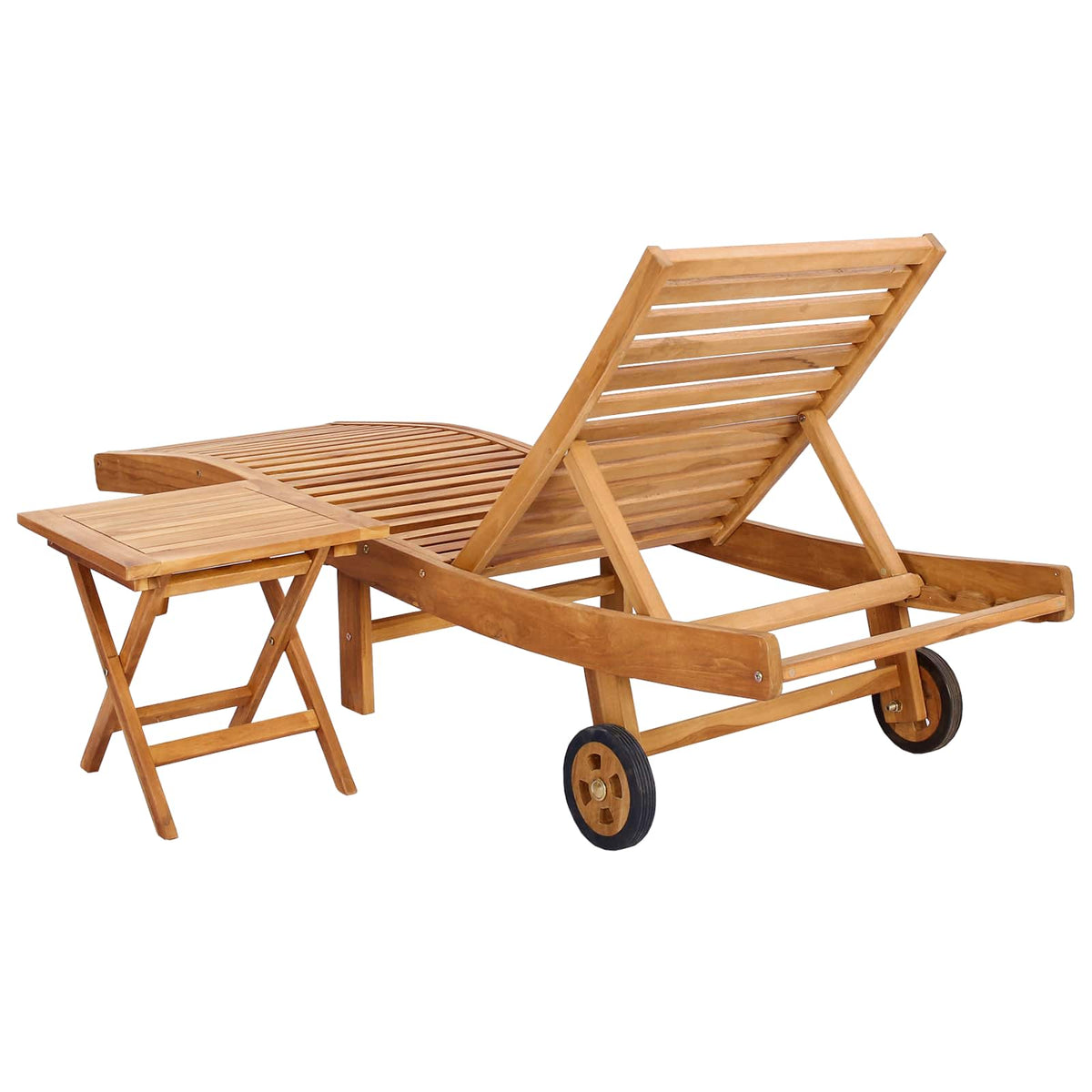 Sun Lounger 2 pcs Solid Teak Wood Brown