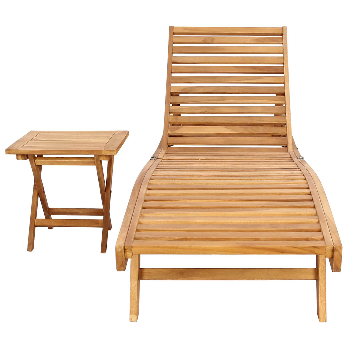 Sun Lounger 2 pcs Solid Teak Wood Brown