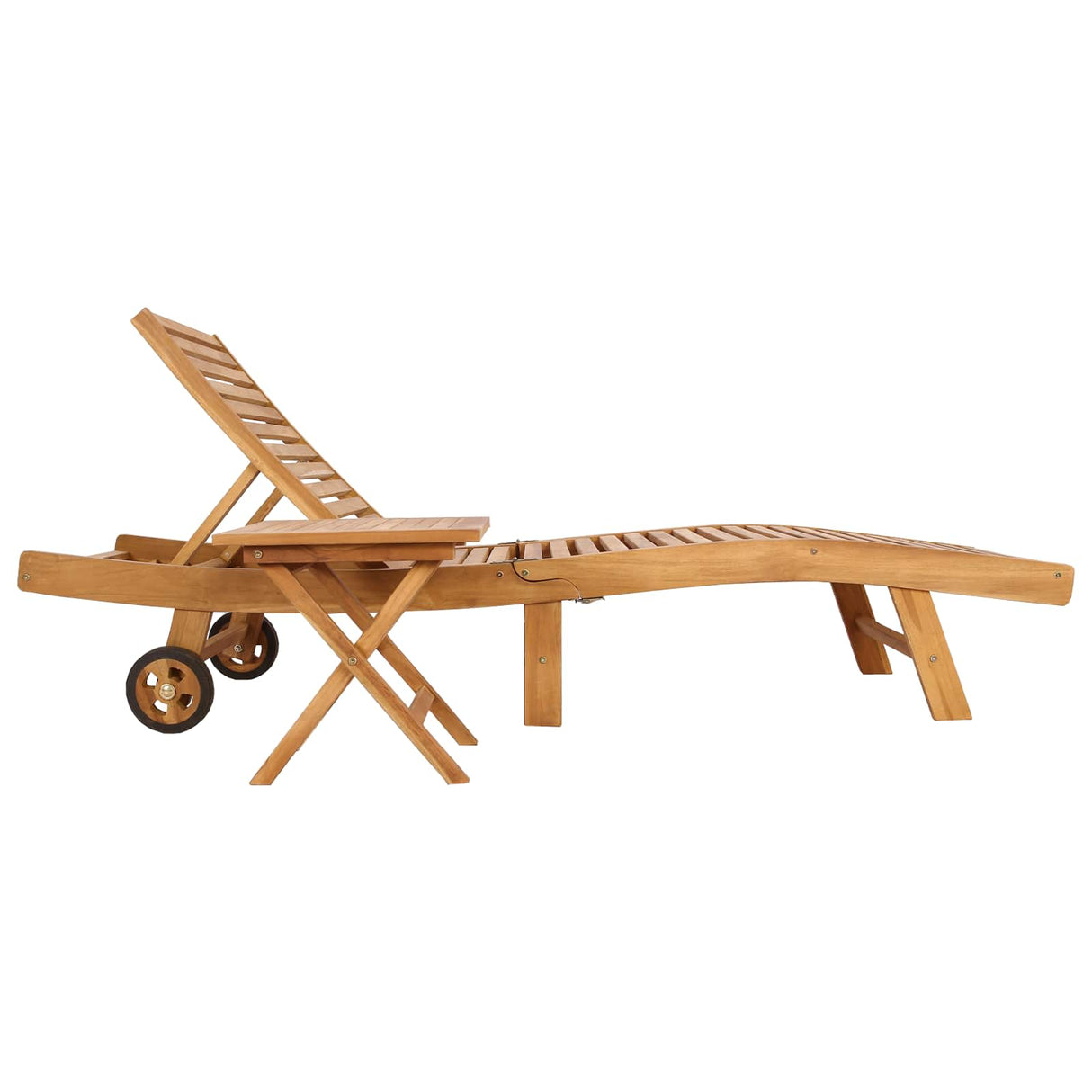 Sun Lounger 2 pcs Solid Teak Wood Brown