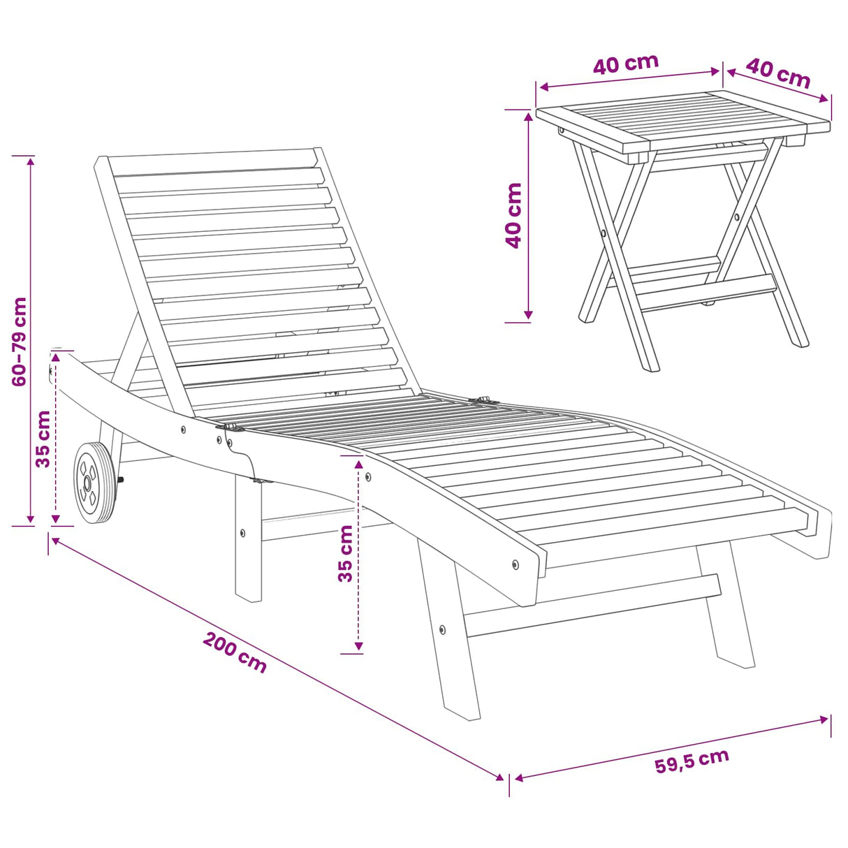 Sun Lounger 2 pcs Solid Teak Wood Brown