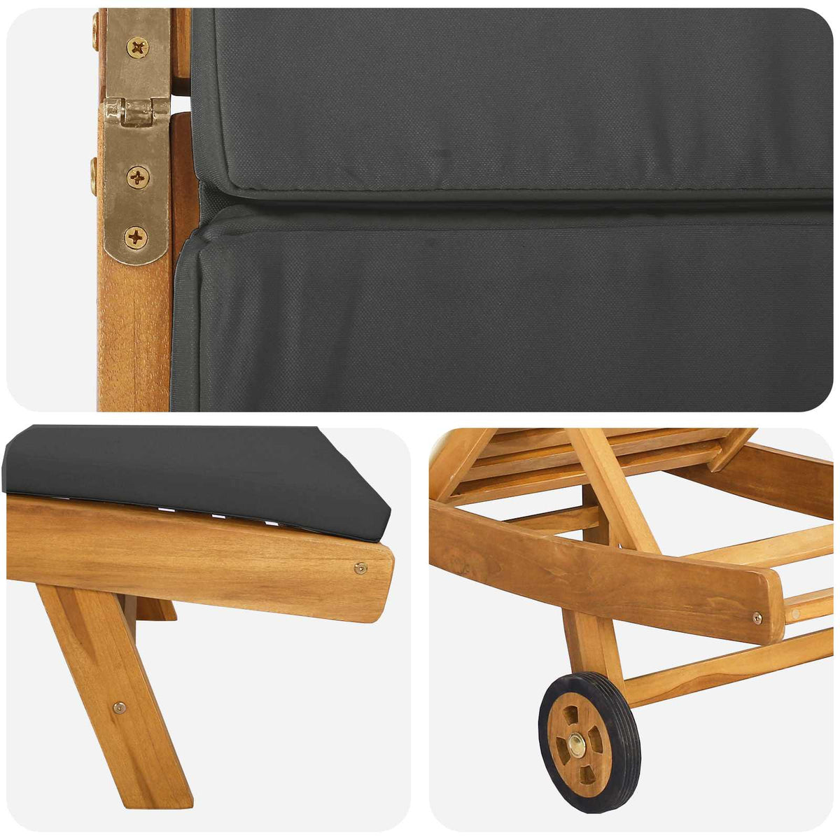 Sun Lounger Polyester Brown and Dark Grey