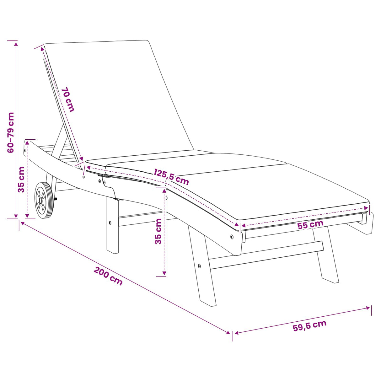 Sun Lounger Polyester Brown and Dark Grey