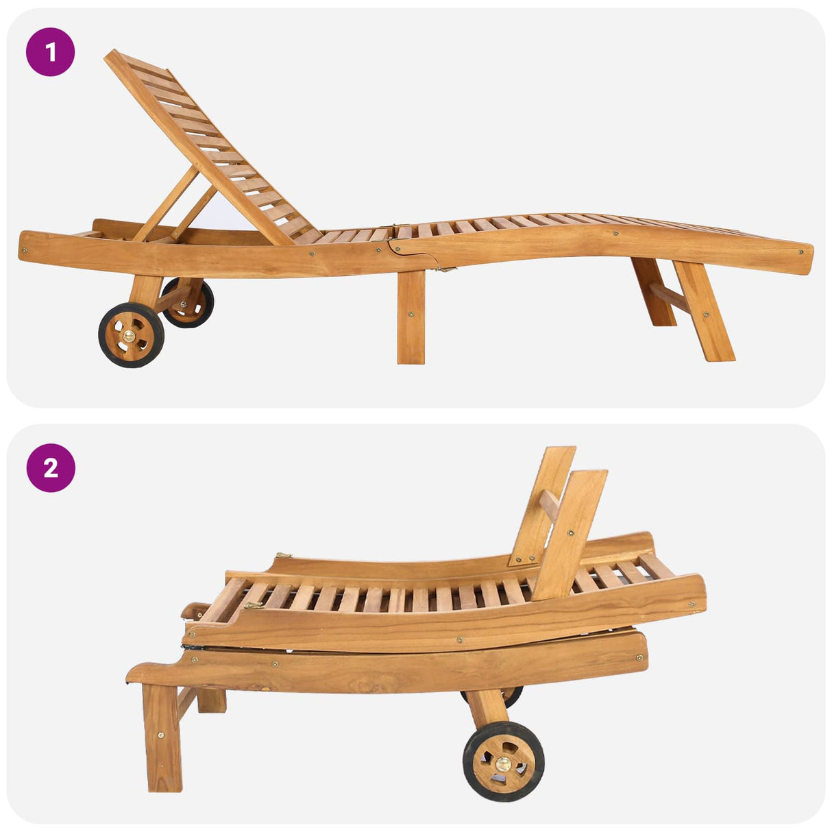 Sun Lounger Polyester Brown and Cream