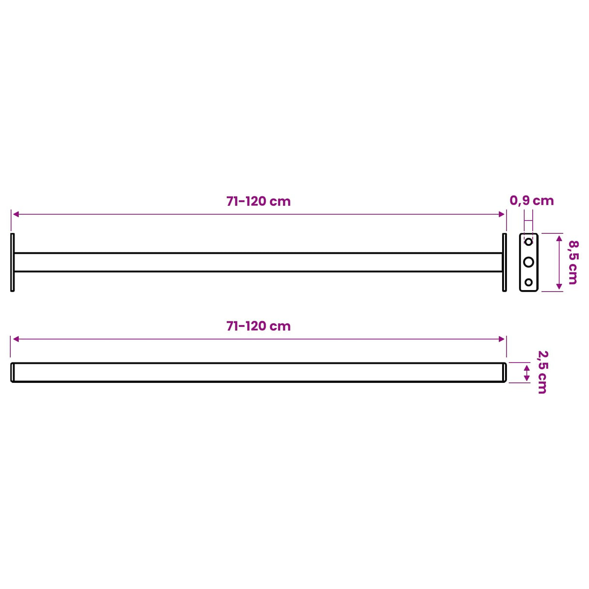 Adjustable Window Safety Bar 6 pcs 710 -1200 mm Steel White