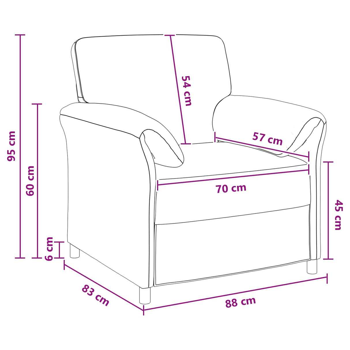 1-Seater Sofa Black 88 x 83 x 95 cm Velvet