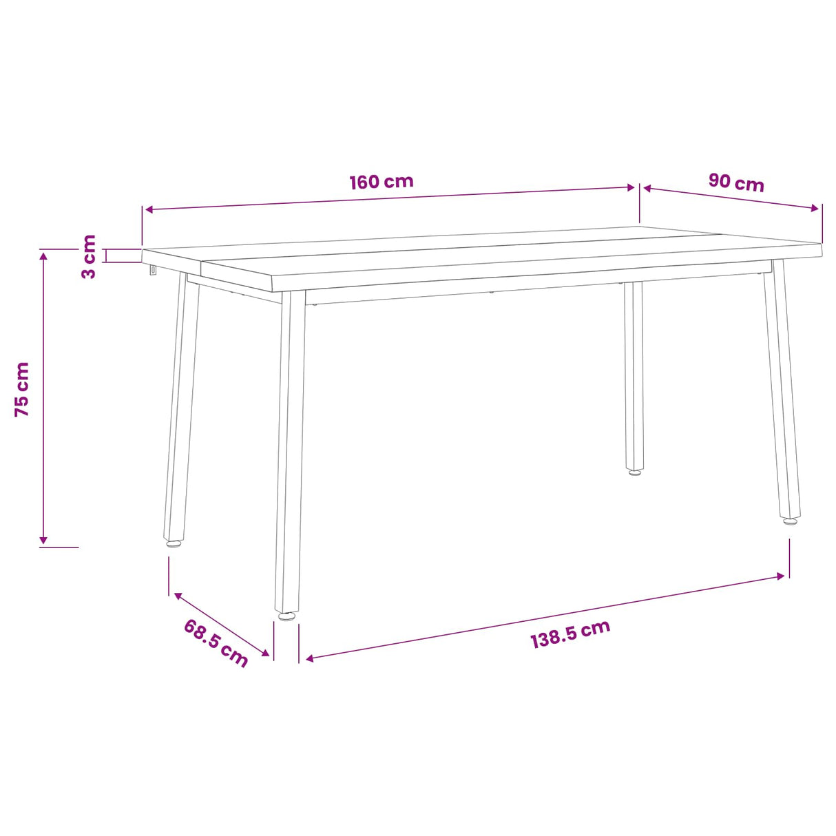 live edge dining table 160 x 90 x 75 cm Solid Acacia Wood