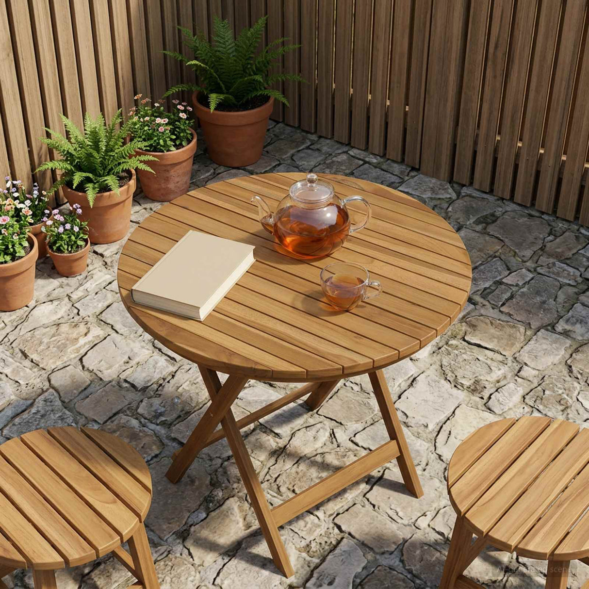 Table Top Ø 60 x 3.5 Round Solid Teak Wood Natural