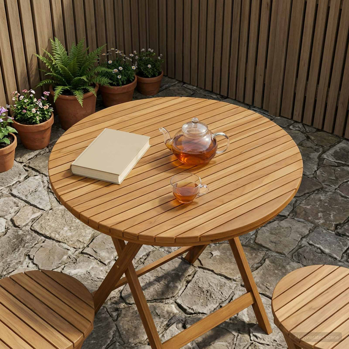 Table Top Ø 90 x 3.5 Round Solid Teak Wood Natural