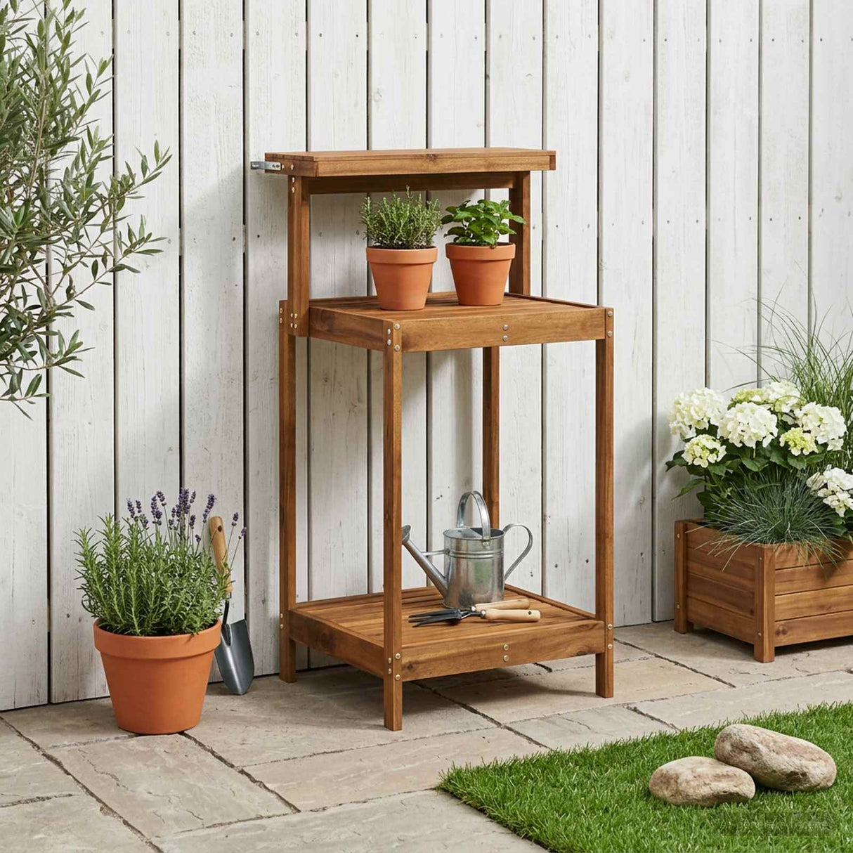 Outdoor Potting Bench 56.5 x 48.5 x 107 cm Solid Acacia Wood