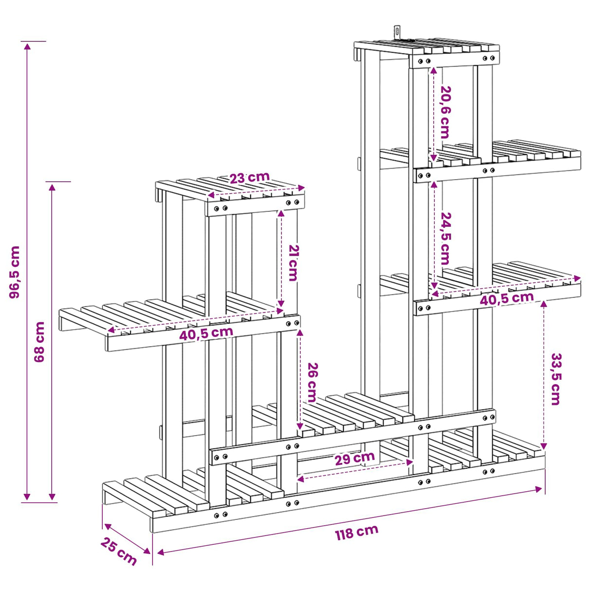 Plant Stand Natural 118 x 25 x 96.5 cm Solid Acacia Wood