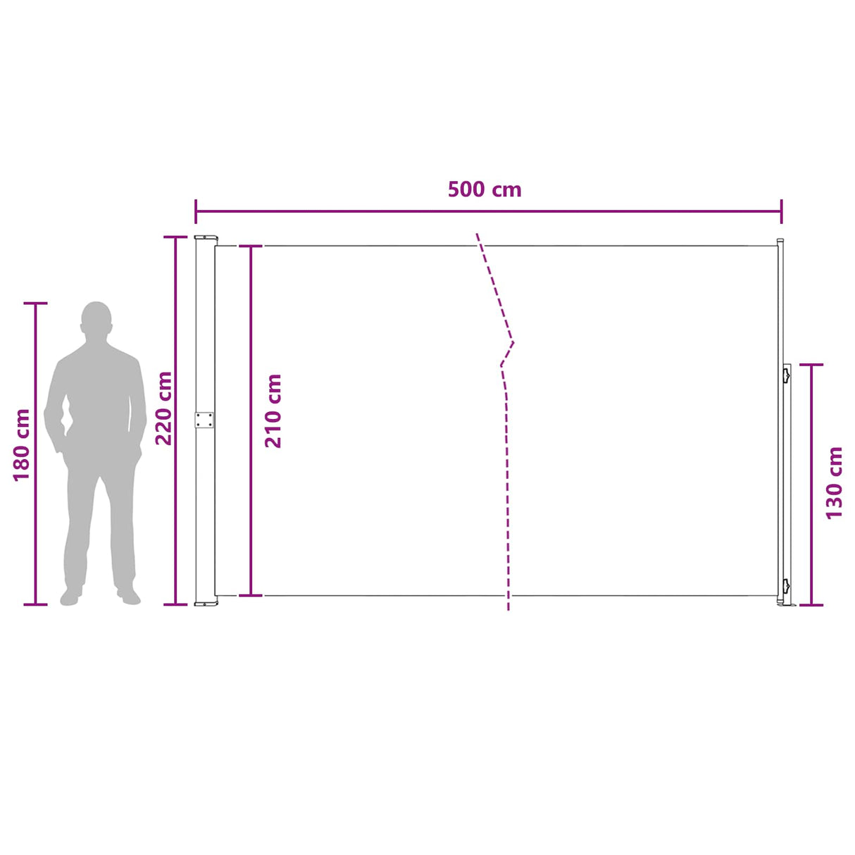 Retractable Side Awning 220 x 500 cm