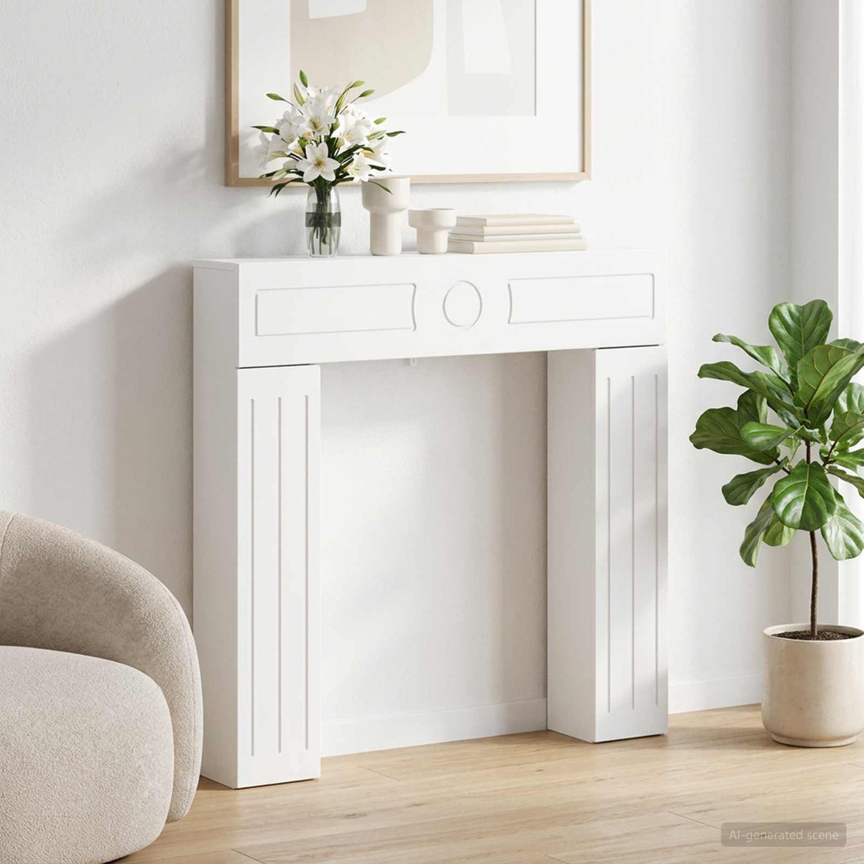 Fireplace Surround White 102 x 18 x 100.5 cm Engineered Wood
