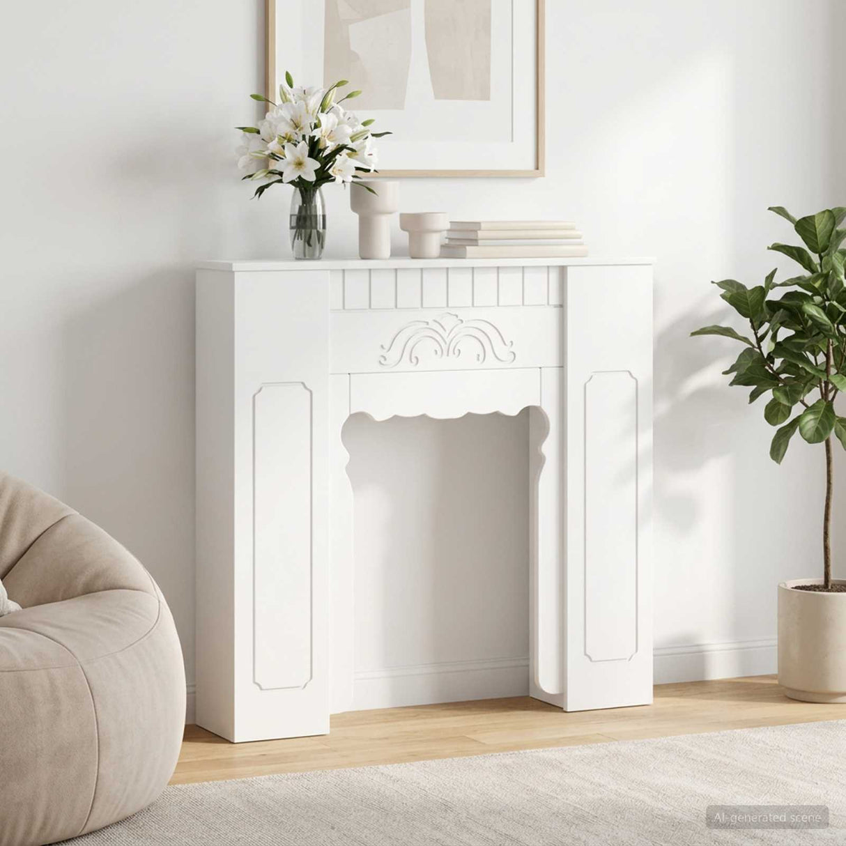 Fireplace Surround White 93 x 20 x 89 cm Engineered Wood