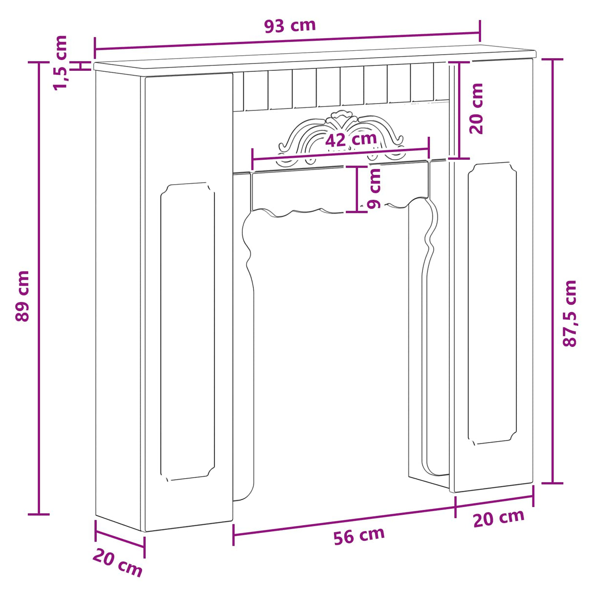 Fireplace Surround White 93 x 20 x 89 cm Engineered Wood