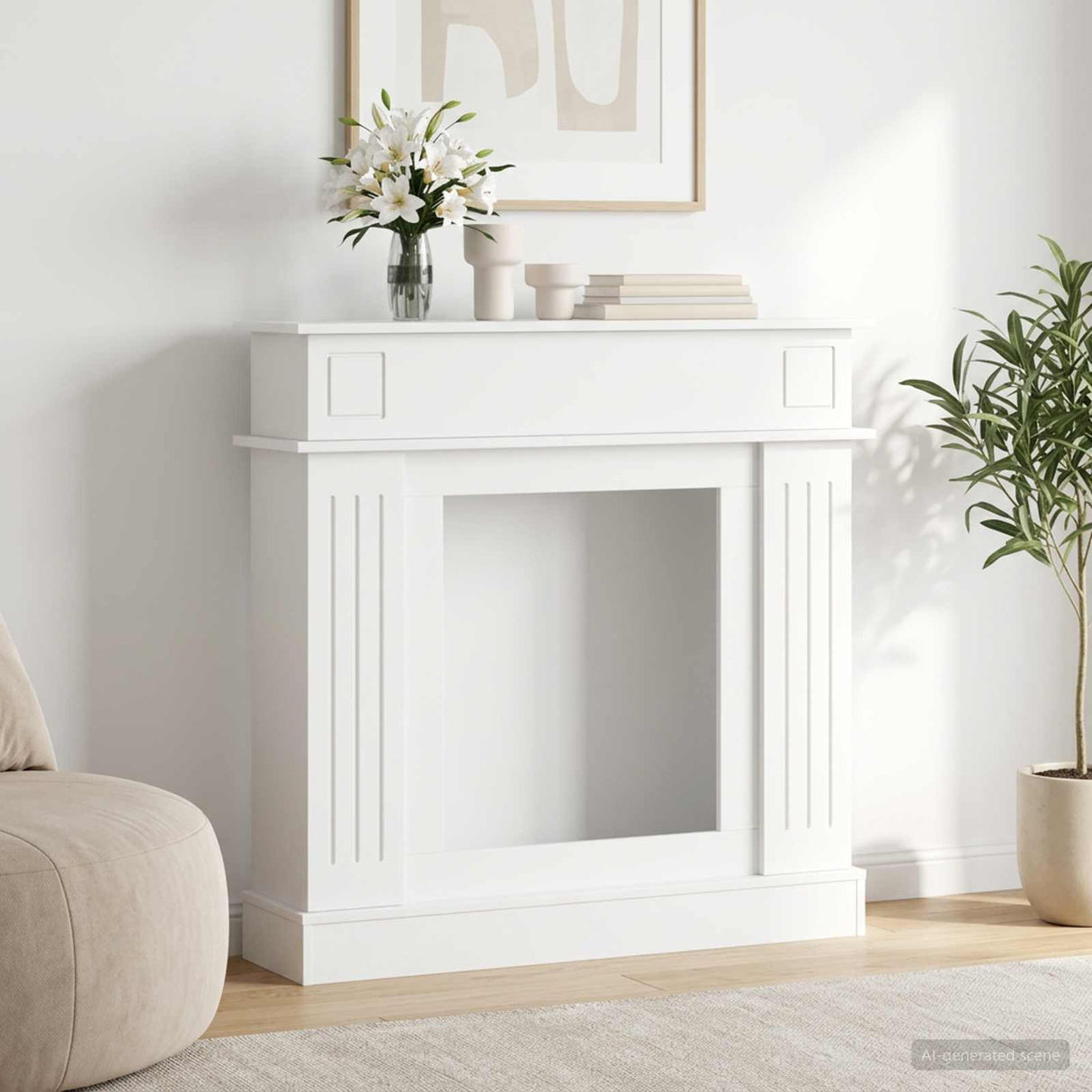 Fireplace Surround White 102 x 26 x 100 cm Engineered Wood
