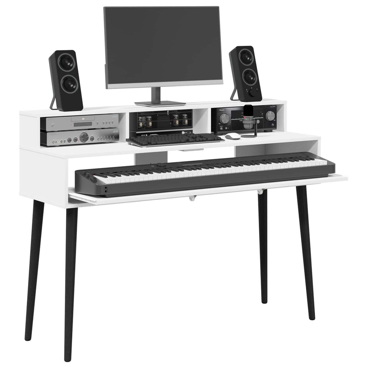 Studio Desk White 152 x 42.5 x 36 cm Engineered Wood