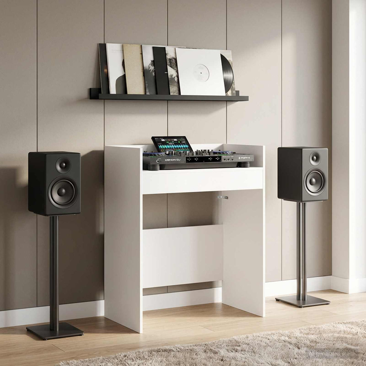 DJ Table White 62 x 45 x 102 cm Engineered Wood