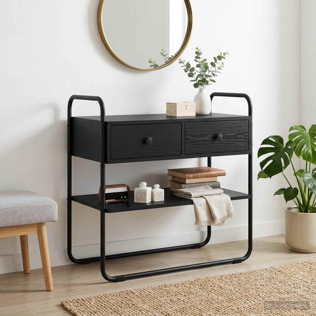 Console Table Black Oak 80 x 40 x 75 cm Engineered Wood