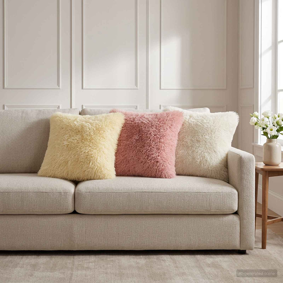 Cushion with Pillow HEERLEN 6 pcs White PV Fleece