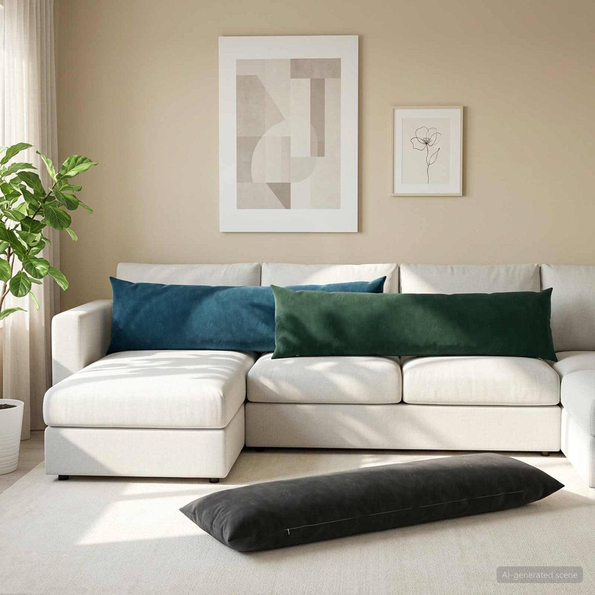 Cushion with Pillow HEERLEN Black 40 x 145 cm Velvet