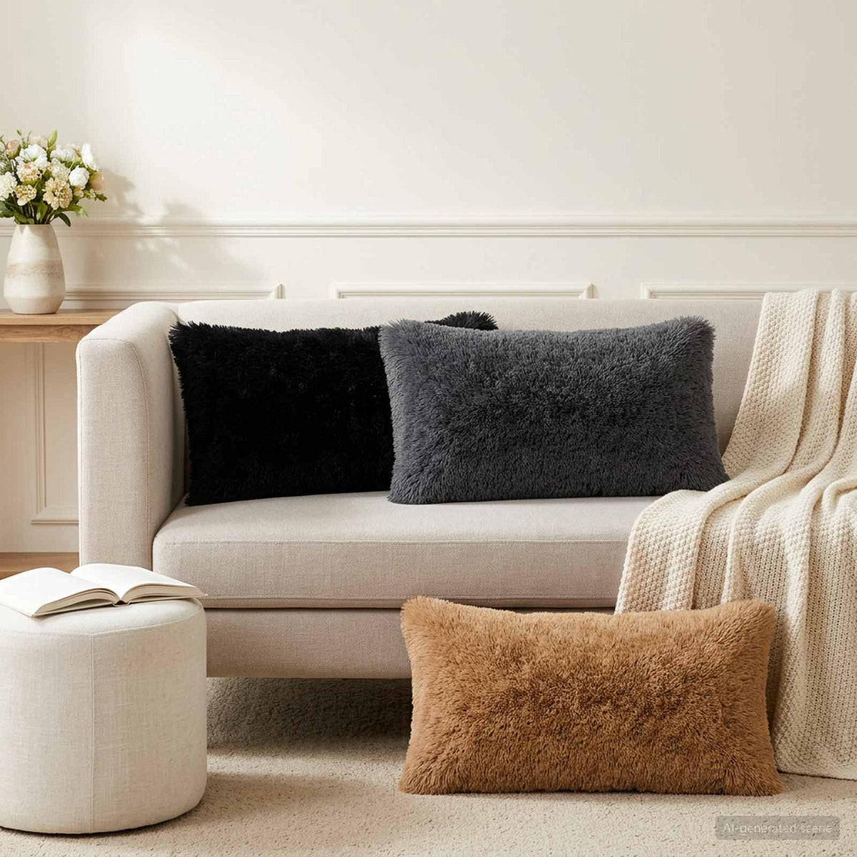 Cushion with Pillow HEERLEN 2 pcs Anthracite PV Fleece