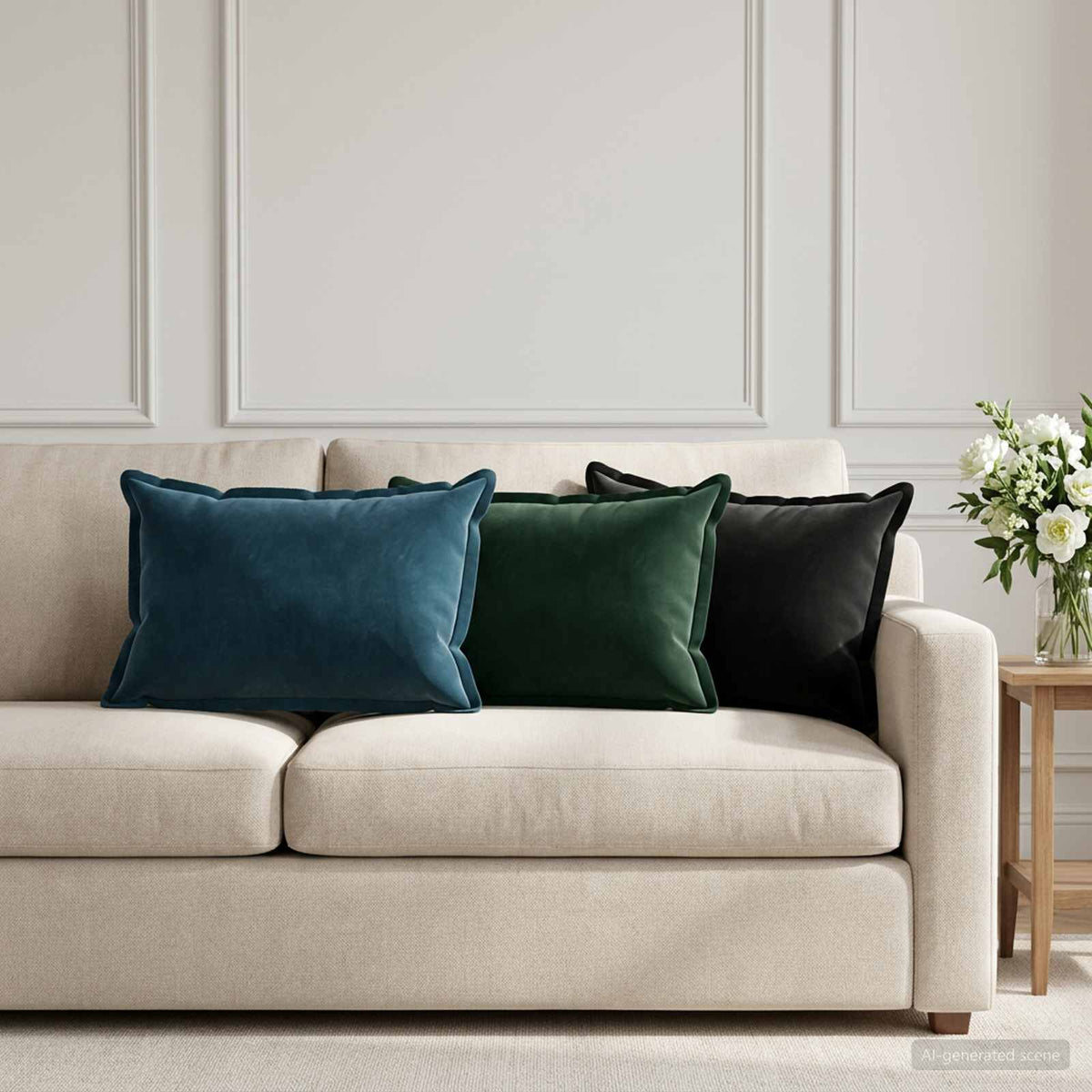 Cushion with Pillow HOUTEN 2 pcs Black Velvet