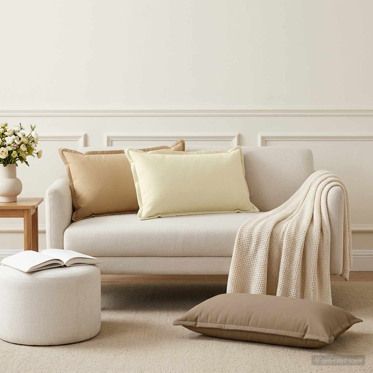 Cushion with Pillow HOUTEN 2 pcs Beige Polyester