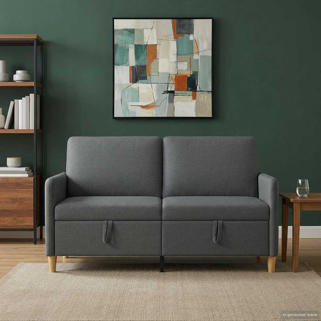 Sofa with Storage Dark Grey 152 x 78 x 87 cm Polyester