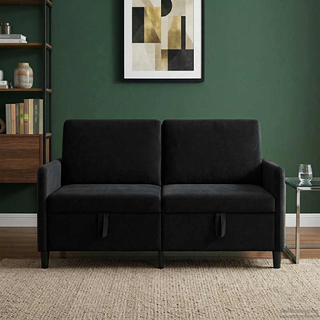 Sofa with Storage Black 152 x 78 x 87 cm Polyester