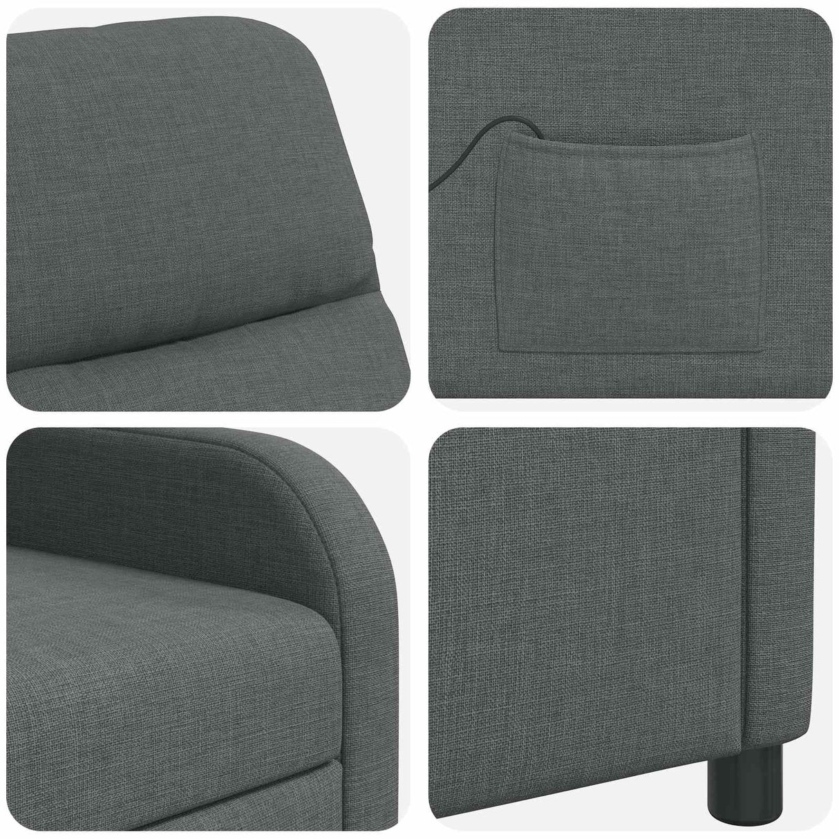 Massage Recliner Dark Grey Fabric