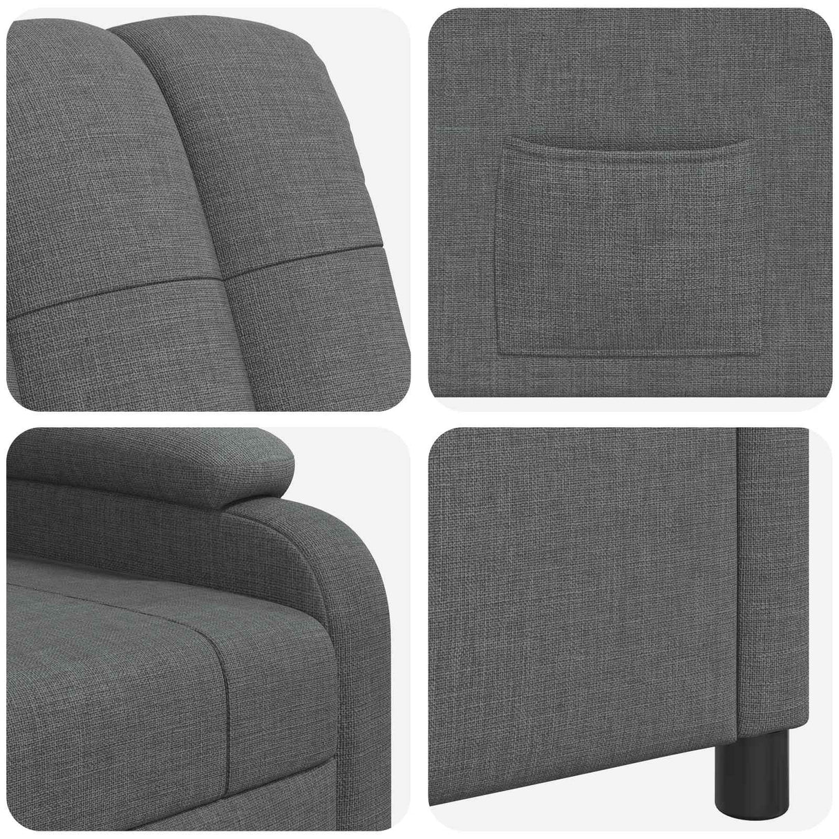 Recliner Dark Grey Fabric