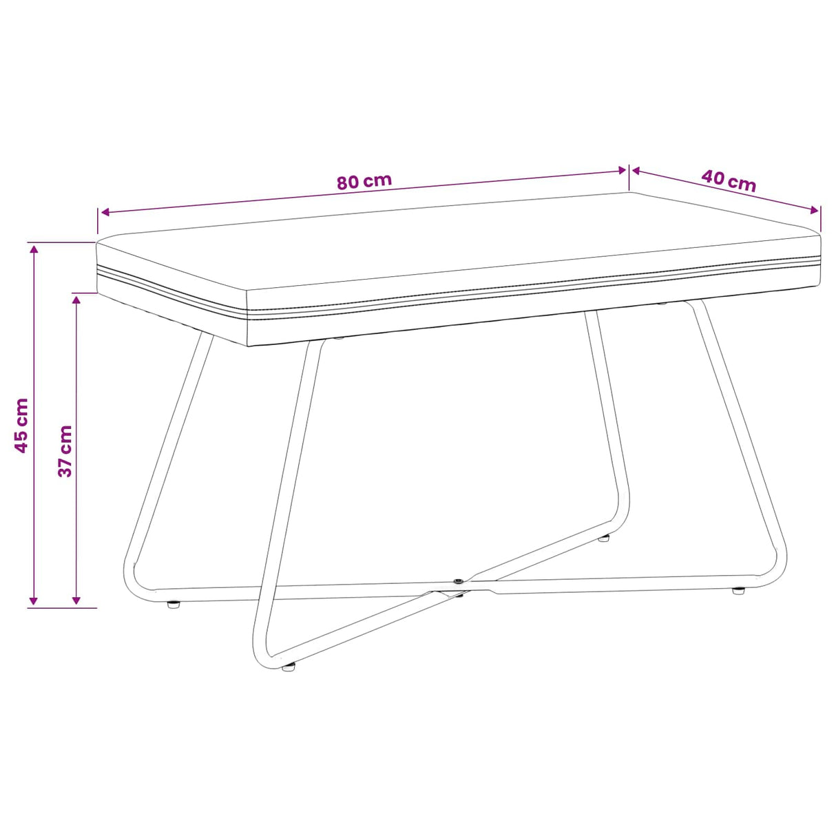 Bench Black 80 x 40 x 45 cm Velvet