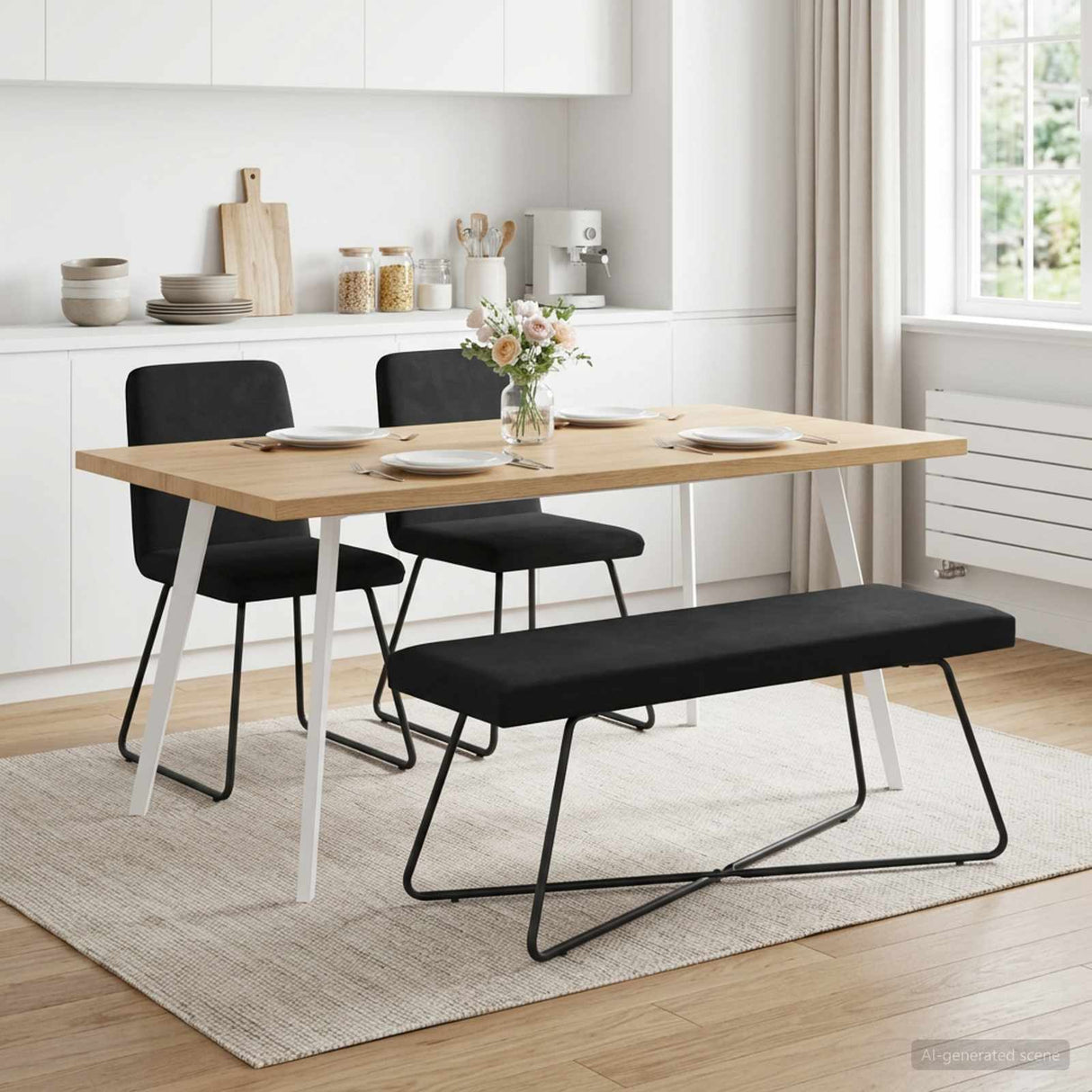 Bench Black 110 x 40 x 45 cm Velvet
