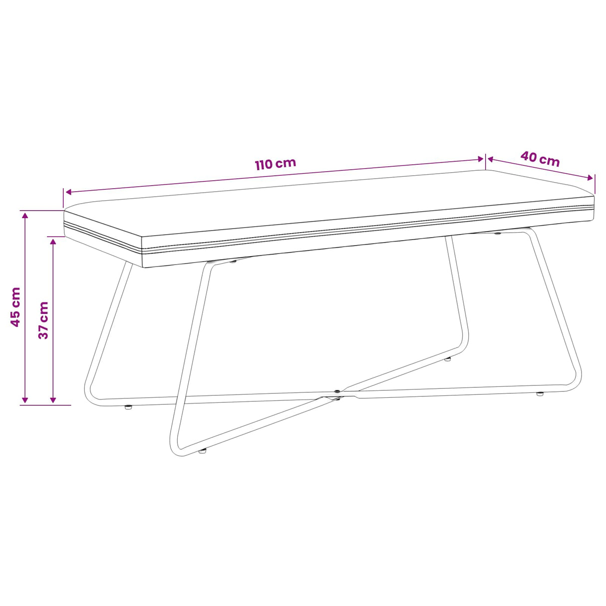 Bench Black 110 x 40 x 45 cm Velvet