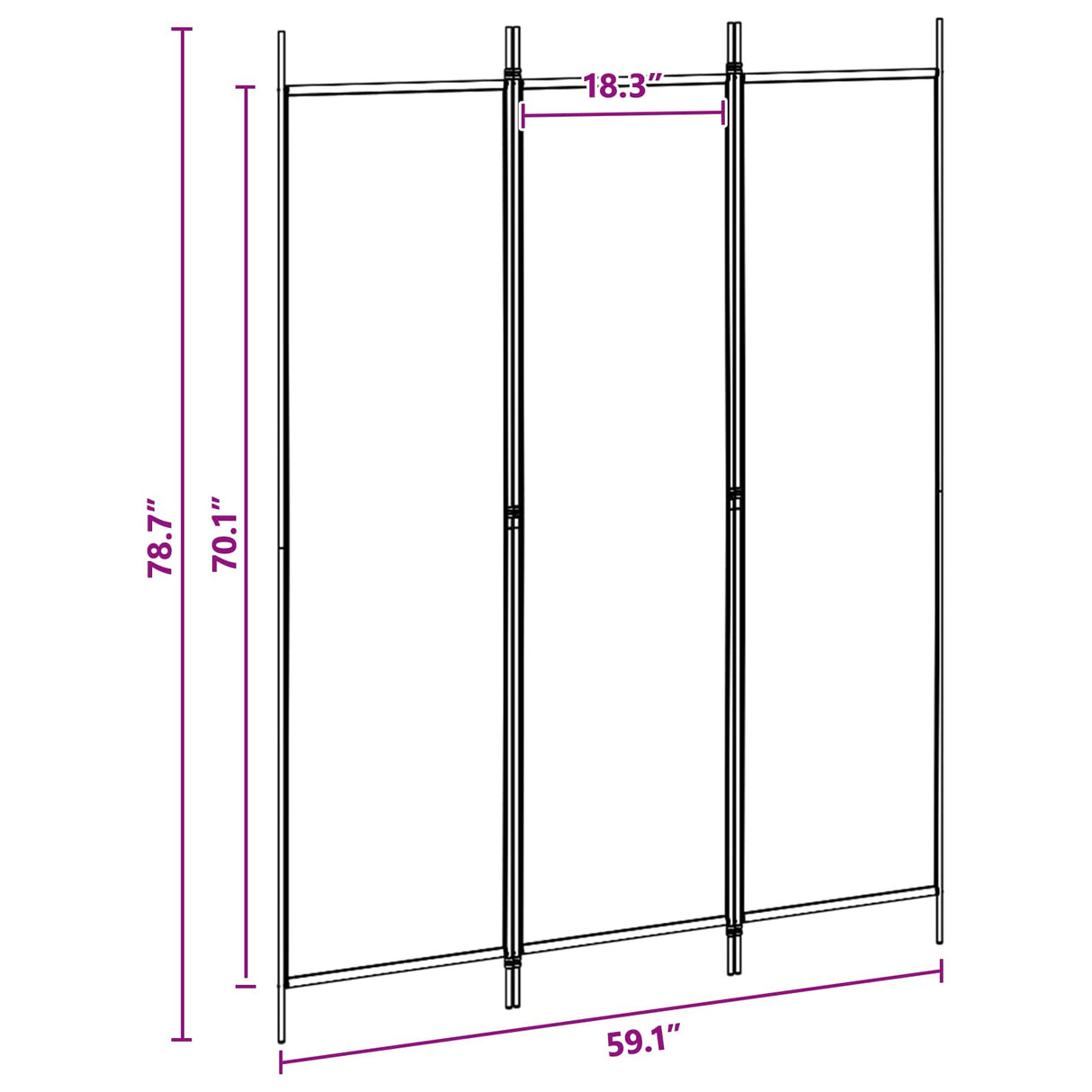 3-Panel Room Divider Beige 150 x 200 cm Fabric