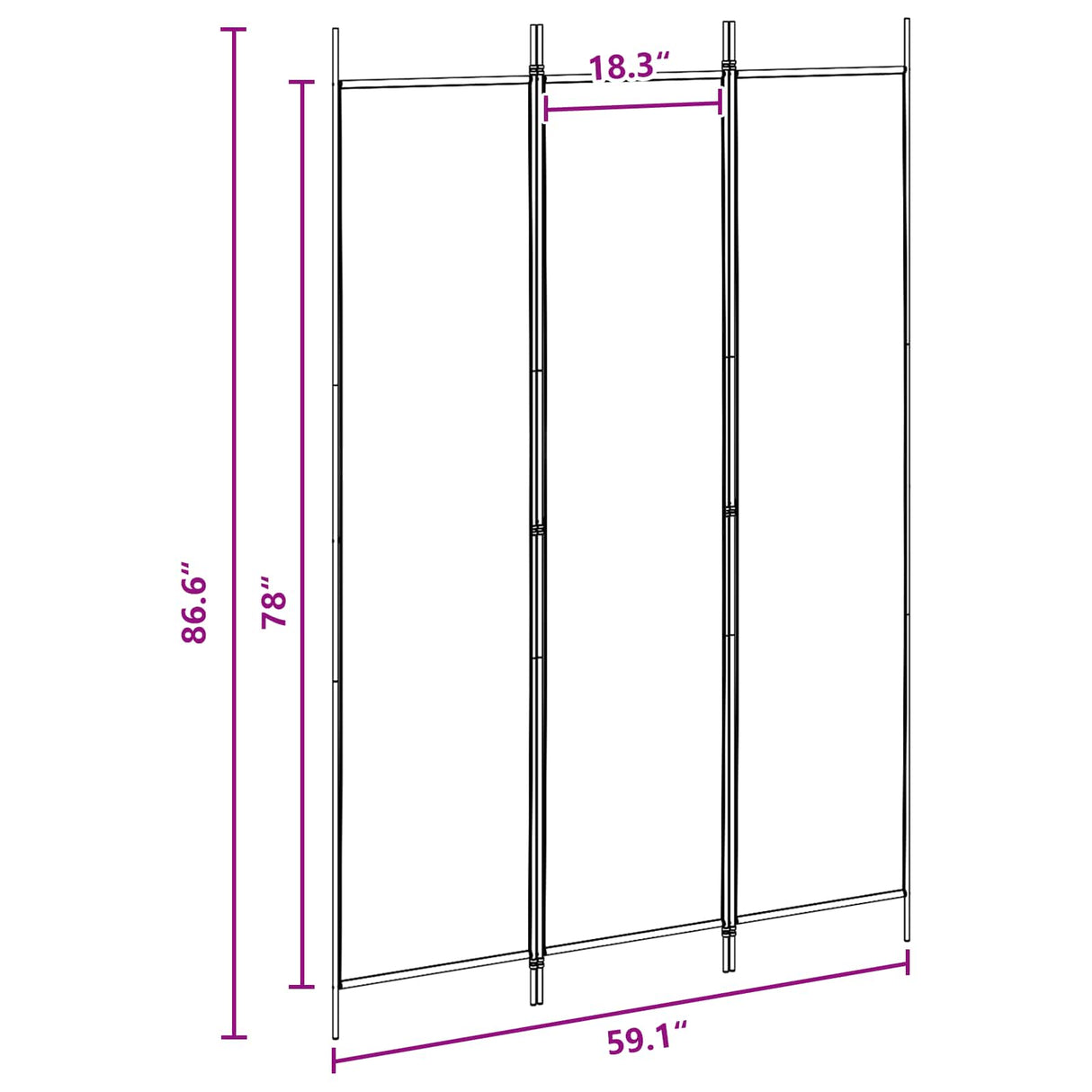 3-Panel Room Divider Beige 150 x 220 cm Fabric