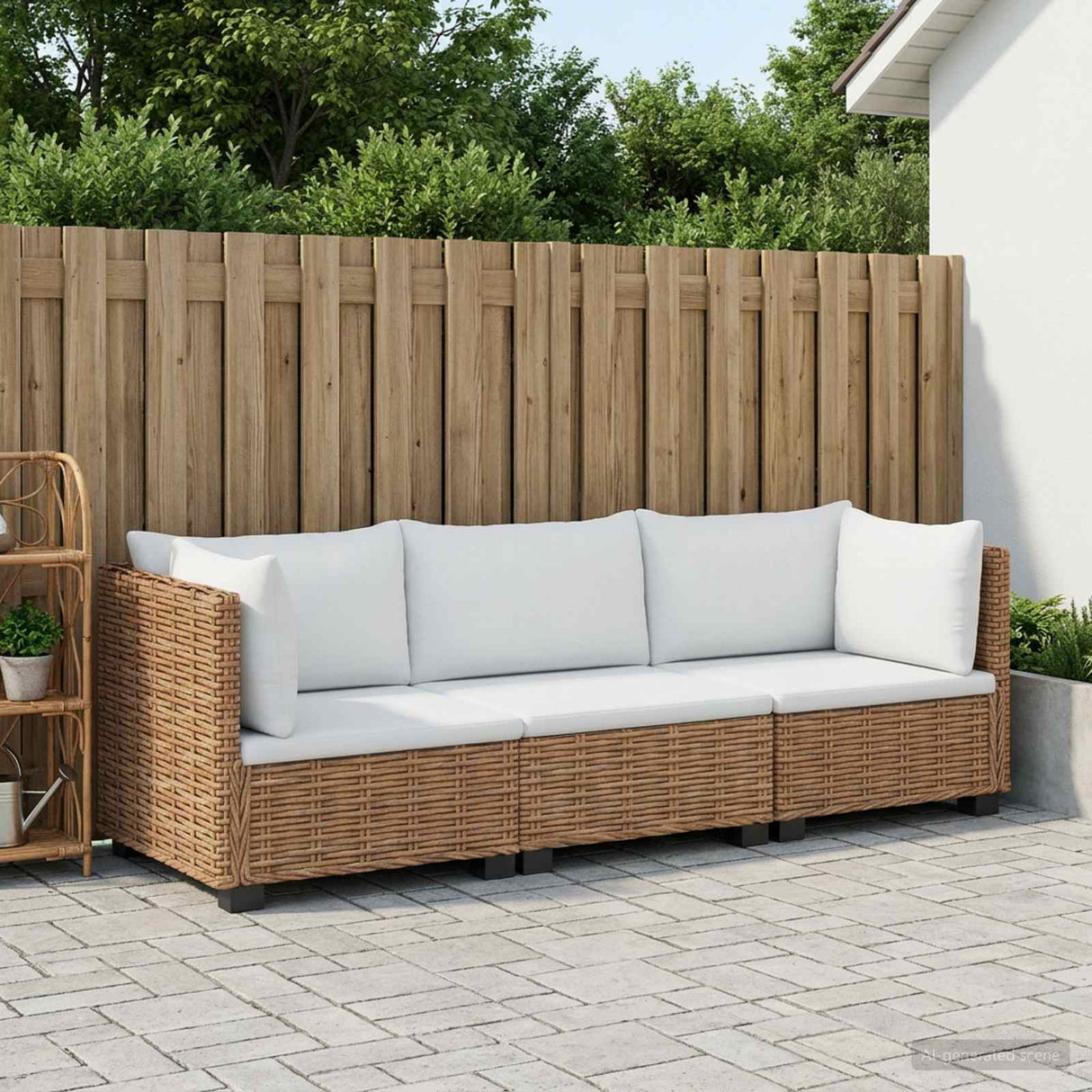 3 pcs Rattan Lounge Set with Cushions GENDT Natural Rattan