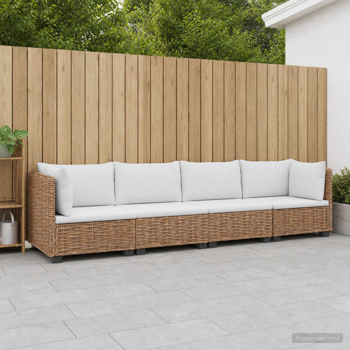 4 pcs Rattan Lounge Set with Cushions GENDT Natural Rattan