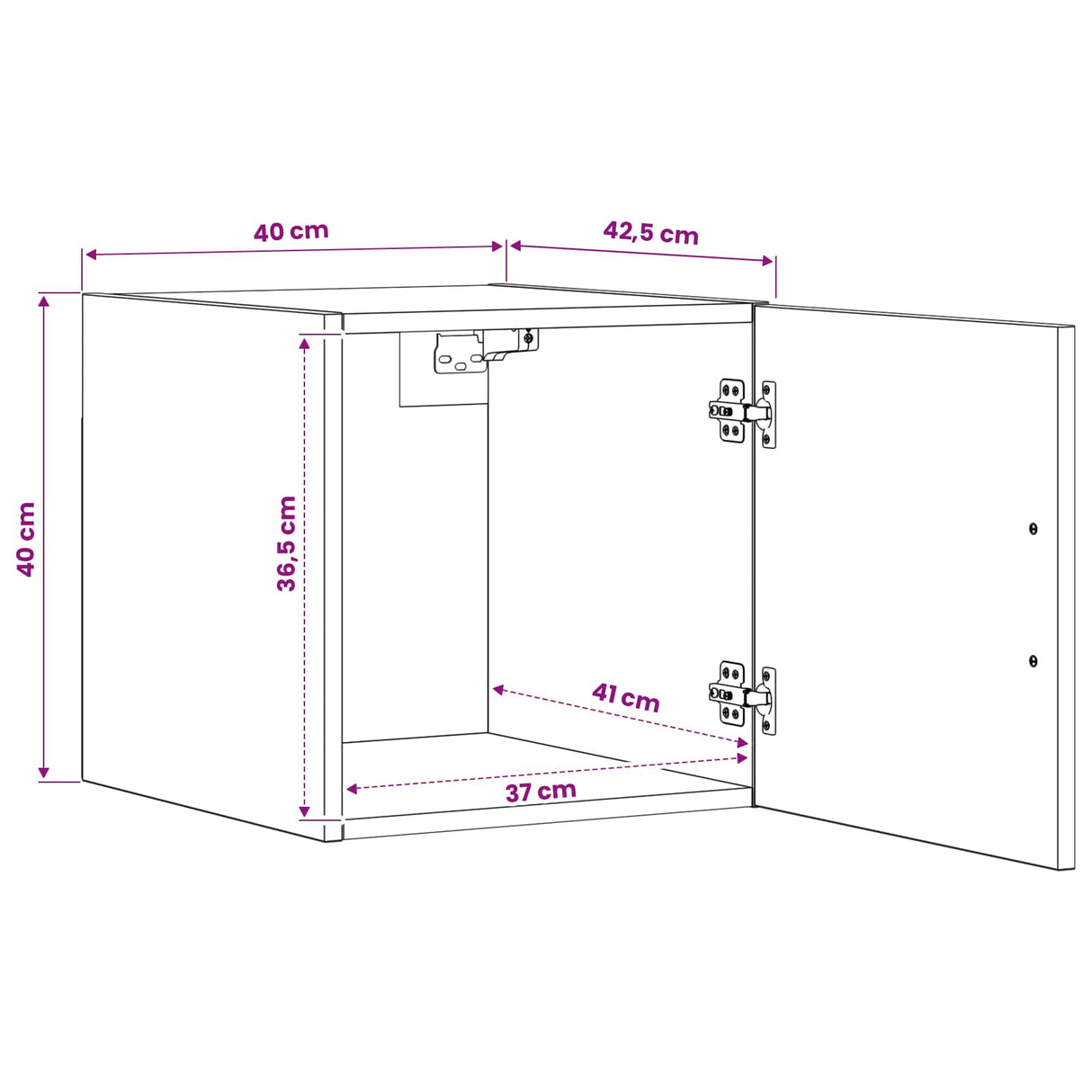Wall Cabinet Black Oak 40 x 42.5 x 40 cm Engineered Wood