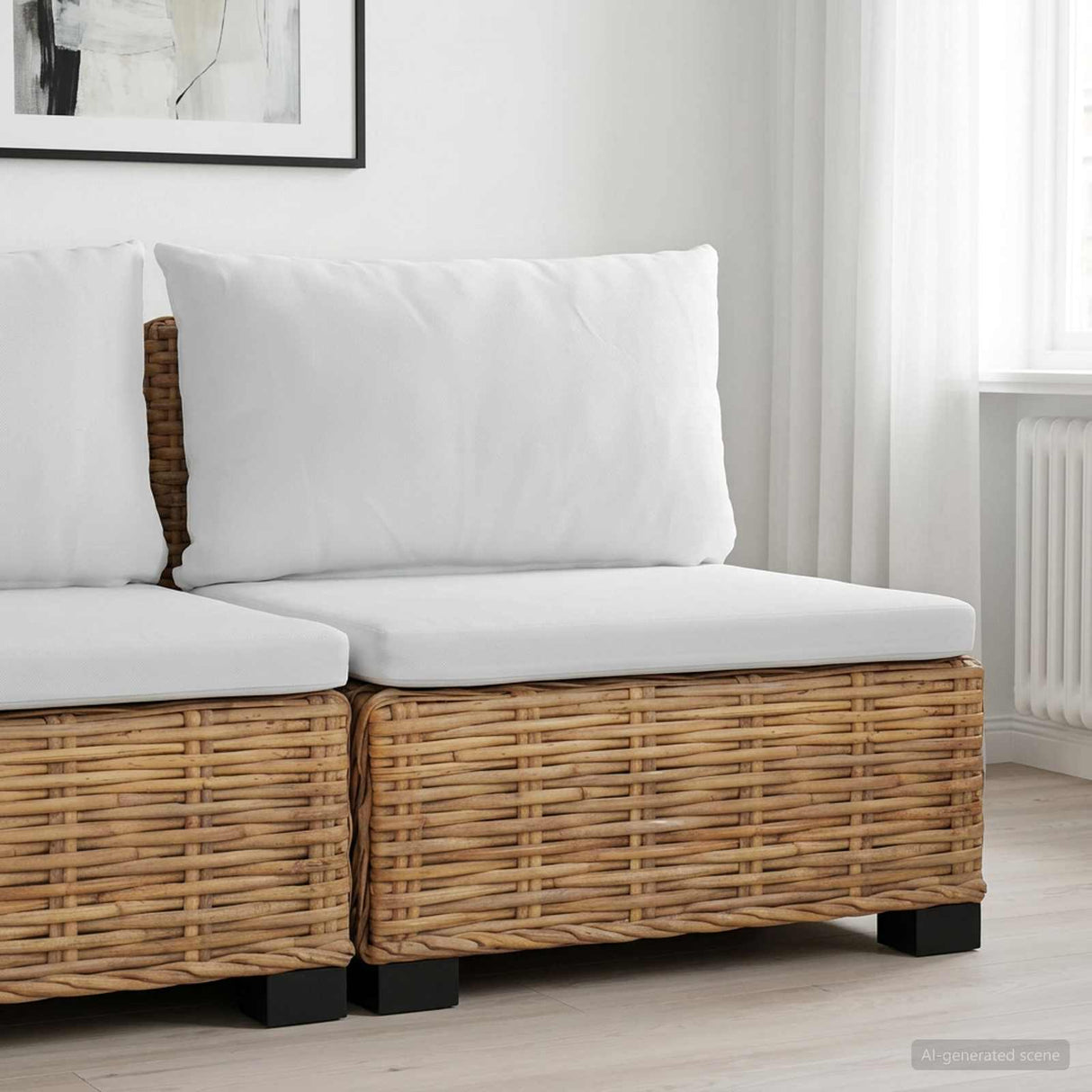 Middle Sofa with Cushions GENDT Natural Rattan Natural
