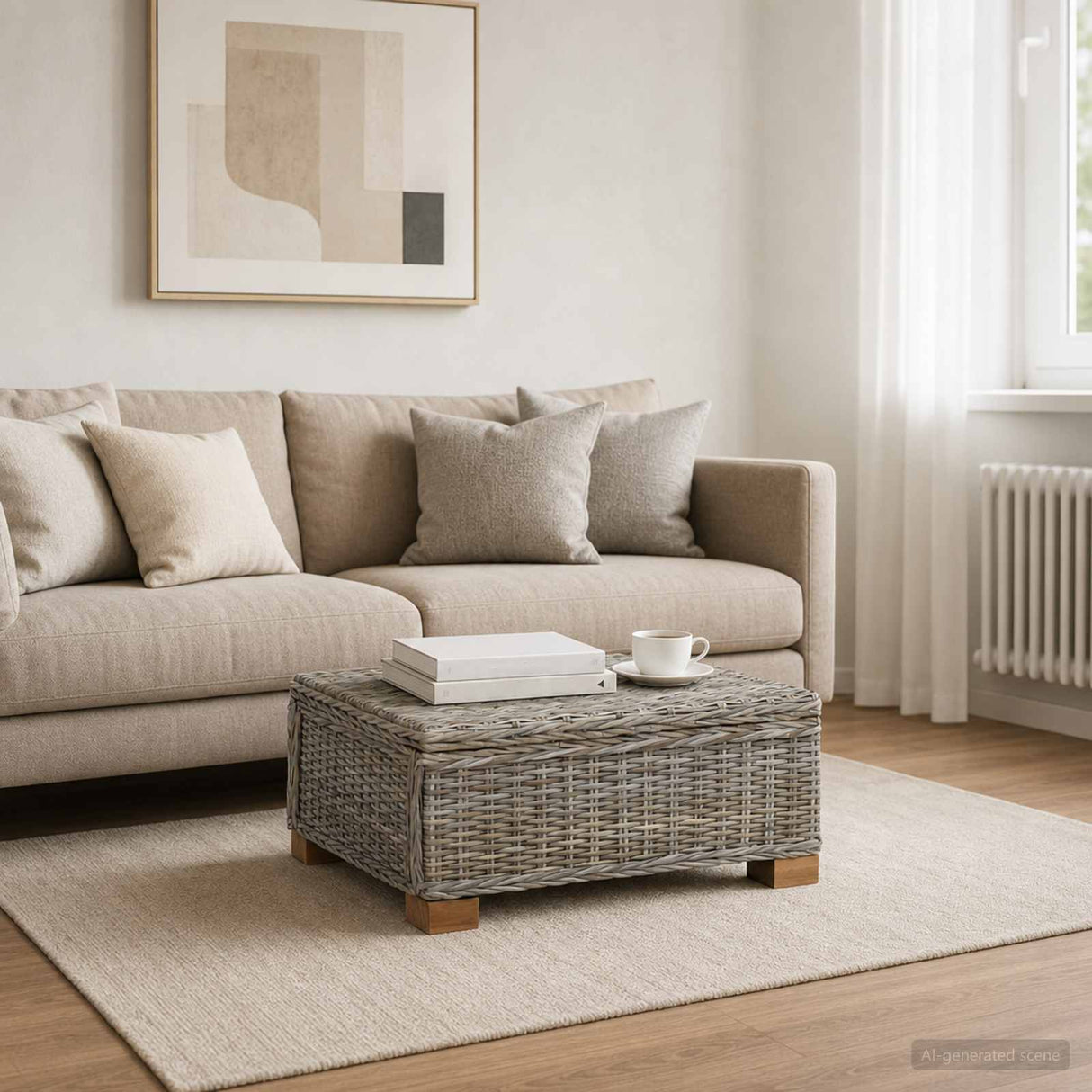 Coffee Table GENDT Natural Rattan Kubu Grey 67 x 60 x 30 cm